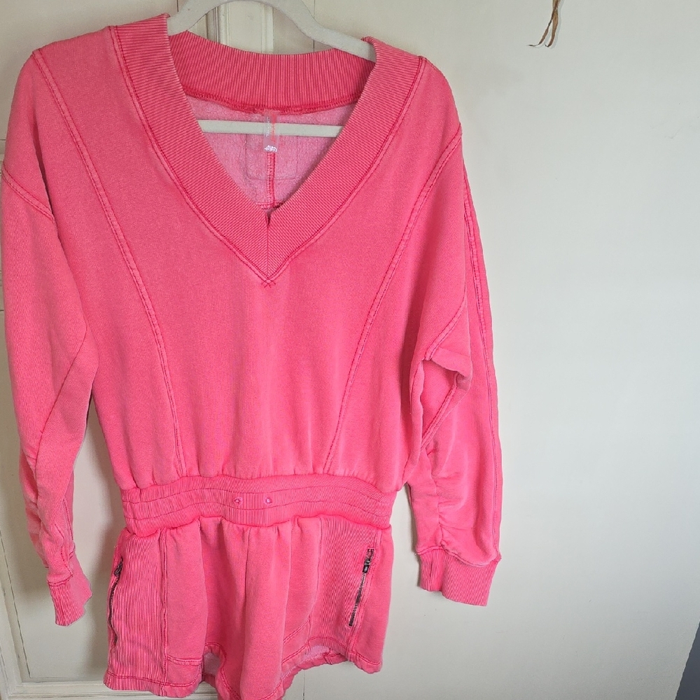 Free People Pink Short Romper Oversized